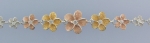 Tricolor Plumeria with Clear CZ 6-12mm Links Anklet