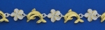 14K Yellow Gold Plated 8mm Plumeria with Clear CZ and Medium Size Dolphin Anklet