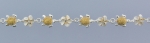 Tiny Turtle 6mm Plumeria with Clear CZ Links Anklet Yellow Gold Pleated Finish