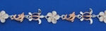 Pink Gold Plated Honu(Turtle) Plumeria with Clear CZ and Dolphin Links Anklet