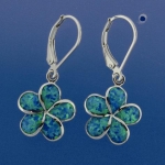 15mm Opal Plumeria Lever Back Earrings