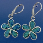 18mm Opal Plumeria Lever Back Earrings