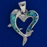 4 Opal Dolphin Heart Pendant