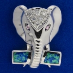 2 Opal CZ Elephant Pendant