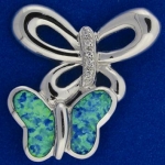 2 Opal CZ Butterfly Pendant