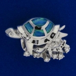 4 Opal CZ Turtle Pendant