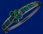 SOB 18mm Plumeria+4 Opal Scrolling Bangle