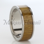 Hawaiian Jewelry 8mm Koa wood Inlaid Titianium Polished Ring