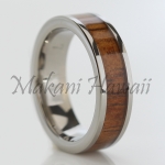 Hawaiian Jewelry 6mm Koa wood Inlaid Titianium Glossy Ring