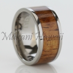 Hawaiian Jewelry 10mm Koa wood Inlaid Titianium Wedding Ring