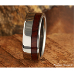 Hawaiian Jewelry 8mm Cocobolo Inlaid Titianium Polished Ring