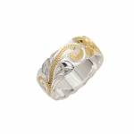 Hawaiian Jewelry 8mm Two Tone Scrolling Cut Out Edge Rings