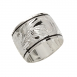 Hawaiian Jewelry 15mm Scrolling Black Border Rings