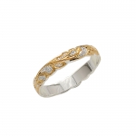 4mm Yellow Gold Plated Two Tone Cut Out Edge Queen Ring