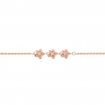 3 Plumeria with Clear CZ Rope Chain PG Plated Anklet