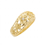 5 Plumerias YG Plated Rings