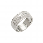 Sterling Silver Custom-made Ring Plumeria King Scroll Raise Letter Smooth Edge Ring (Heavy 1.75)