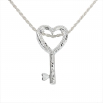 Scroll Heart Key Pendant