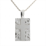 Cross in Scrolling Plate Pendant 34x16x2