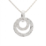 Scroll + CZ Double Ring Pendant