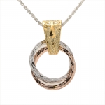 Tri-color Two Scroll Rings + Large Bell Pendant