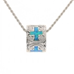 SOP Scroll Barrel 4 Opal Cross Pendant