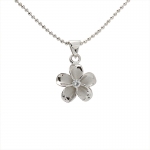 12mm Plumeria /cz Rhodium Pendant