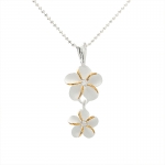 Two Tone 10-8mm Plumeria Clear CZ Pendant