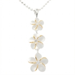 Two Tone 8-10-12m Plumeria Clear CZ Pendant(L)