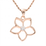 Pink Gold Plated Floating Plumeria CZ Pendant 25mm