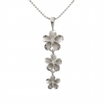 One Tone 12-10-8 Rhodium Plumeria CZ Pendant