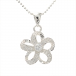 Plumeria Outline CZ Pendant