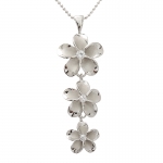 Two Tone 18-15-12 Rhodium Plumeria CZ Pendant(Chain Included)
