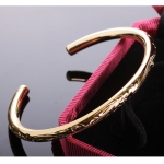 Hawaiian Jewelry Scrolling Plumeria Engraving Round Band Cuff Bangle YG 5.5mm