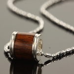 Hawaiian Jewelry Silver Koa Wood Pendant 10mm
