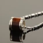 Hawaiian Jewelry Silver Koa Wood Pendant 8mm