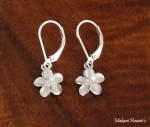 10mm Plumeria CZ Lever Back Earrings White