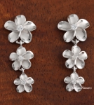12-10-8mm Rhodium CZ Earrings One Tone