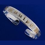 Hawaiian Jewelry Kuuipo Smooth Two Tone Cuff Bangle 6mm
