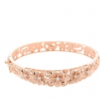 Hawaiian Jewelry 10-15mm 7 Plumeria Rhodium Bangle PG Coating