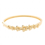 Hawaiian Jewelry 8-12mm 7 Plumeria Rhodium Bangle YG Coating