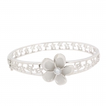 Hawaiian Jewelry 22mm Plumeria Rhodium Bangle One Tone