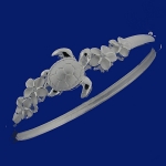Hawaiian Jewelry B 4 Plumeria with One Tone turtle Open Bangle