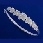 Hawaiian Jewelry 7 Plumeria Open Bangle Clear cz