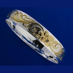 Hawaiian Jewelry Scroll Smooth Two Tone Bangle 12mm