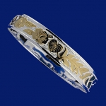 Hawaiian Jewelry Tropical Flower Two Tone Bangle 12mm