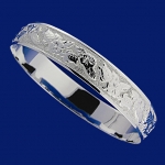 Hawaiian Jewelry Turtle/Hibiscus One Tone Bangle 12mm
