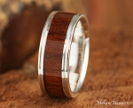 925 Sterling Silver Koa Wood Inlaid Mens Wedding Ring 8mm