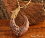Hawaiian Koa Wood Fish Hook(Makau) Necklace(L)