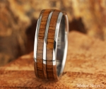 Titanium Koa Wood Inlaid Hawaiian Wedding Ring 8mm